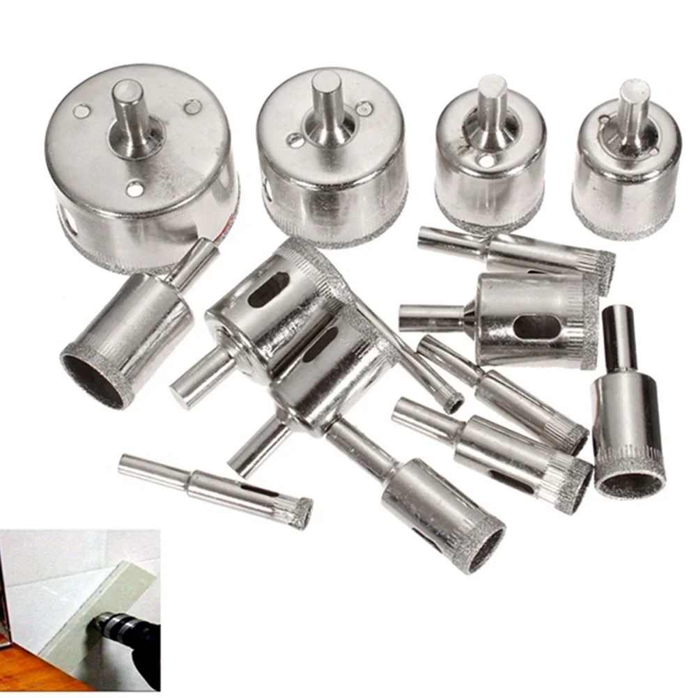

10 in 1 Diamond Drill Bits Glass Tile Porcelain Ceramic Marble Granite Hollow Core Drill Bits Hole Saw Set Hole for Glass