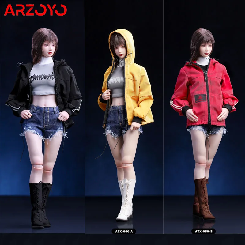 ACPLAY 1/6 ATX-060 Female Girl Fashion Jacket and Denim shorts setFit 12'' TBL JIAOU Worldbox Action Figure Body Dolls