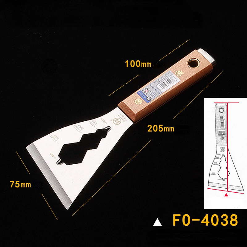 Cuchillo de masilla de acero inoxidable multifunción engrosado, herramientas de construcción, espátula de relleno, acabado de pintura, mango de