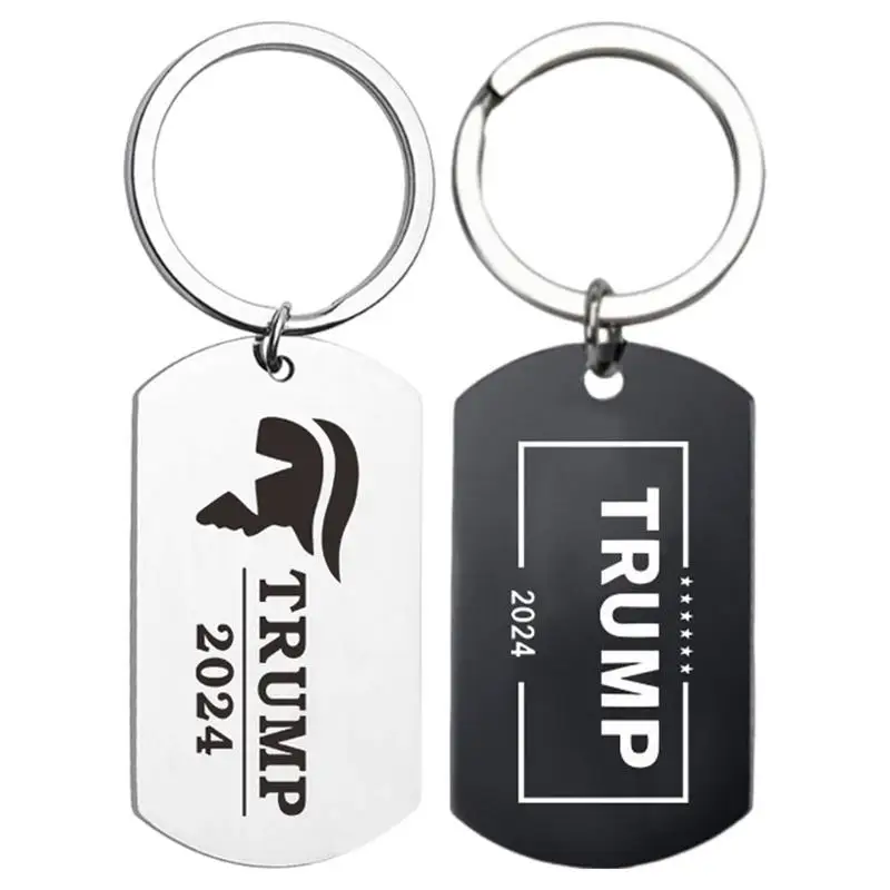 Funny Keychain Metal Reflective Pendant Keyring president trumpEngraved Hangings Ornament Key Organizer for Women Men