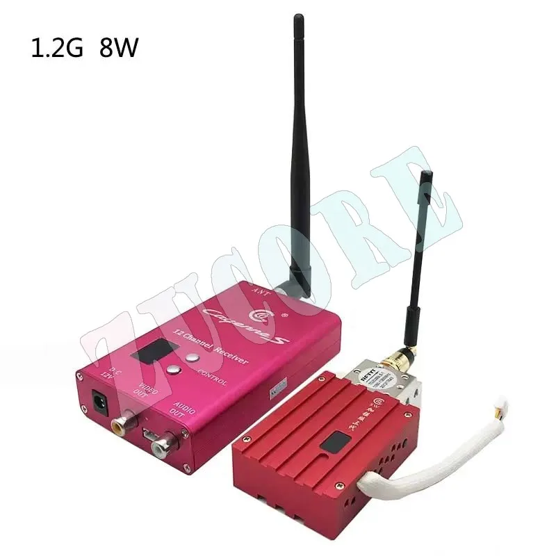 جهاز إرسال الفيديو FPV 1.2 جيجا هرتز 1.3 جيجا هرتز لاسلكي 8 وات تردد الراديو قوة نقل لمسافات طويلة
