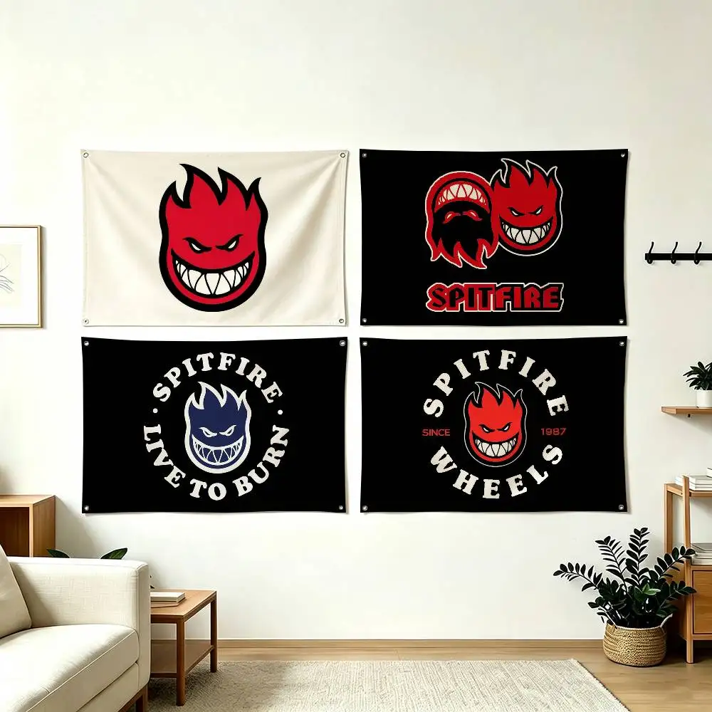 S-Spitfire wheels Logo Flags Wall Hanging Tapestry Outdoor Garage Room Decorative flag Background Blanket