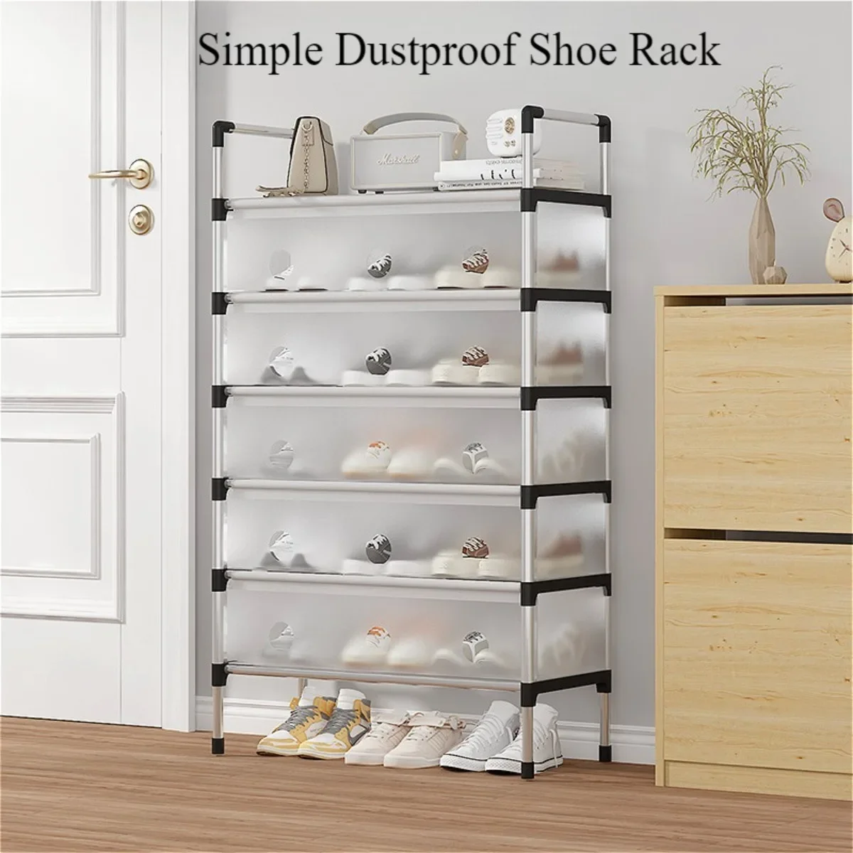 3-7layer Shoes Organizer Simple Dustproof Household Doorstep Shoes Rack DIY Assembly Large Capacity Shoe Cabinet Storage Shelf