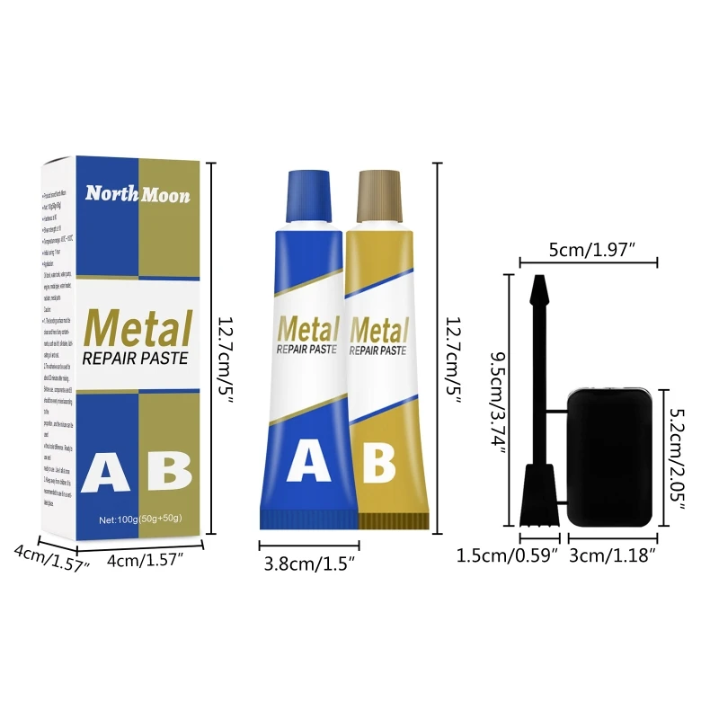 2024 New Metal Repair Paste Set Engine Weld Adhesive Waterproof Heat Resistance Multi-purpose Fit for Metal Wood Glass ABS PVC