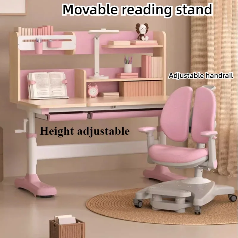 Lifting Student Kid Table Chair Set Bookcase Writing Dresser Table Chair Child Set Reading Stand Mesa Escriotorio Kids Furniture