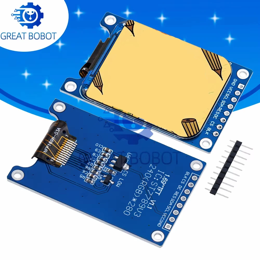 BS 1.69 - Moduł wyświetlacza LED TFT LCD HD IPS - rozdzielczość 240X280, interfejs SPI, kontroler ST7789 dla Arduino