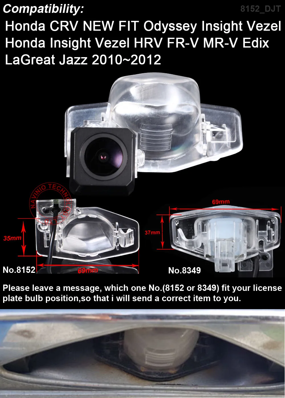 Car rear view parking Camera for Honda CRV NEW FIT Odyssey Insight Vezel  Insight Vezel HRV FR-V MR-V Edix LaGreat Jazz
