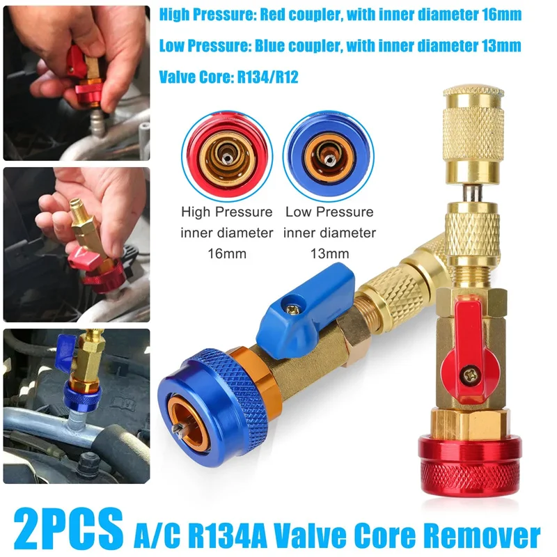 R134A R1234YF Quick Valve Core Remover Installer Tool High Low Pressure Tool Air Conditioning Syestem Tool