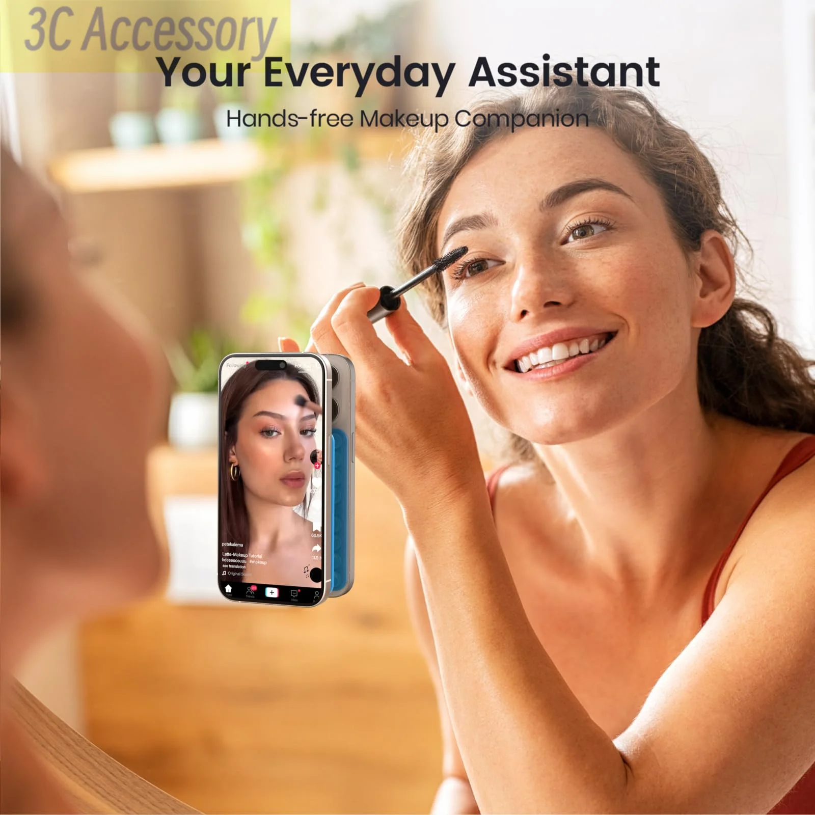 1 Pack Silicone Suction Cup Phone Case Mount Double Sided Hands-Free Strong Grip Silicon Phone Holder for Phone Selfies Videos