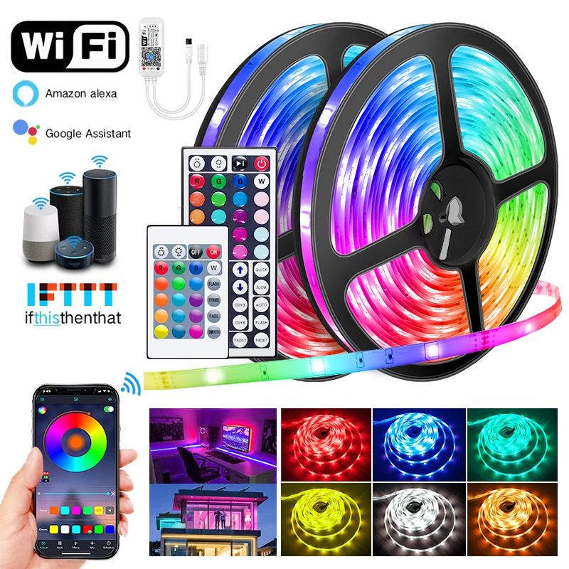 

Led Strip Lights ​Wifi Alexa Google Home 12V Rgb Led Tape Light Dimmable Smart APP Control Rgb Led Lights Strips For Room
