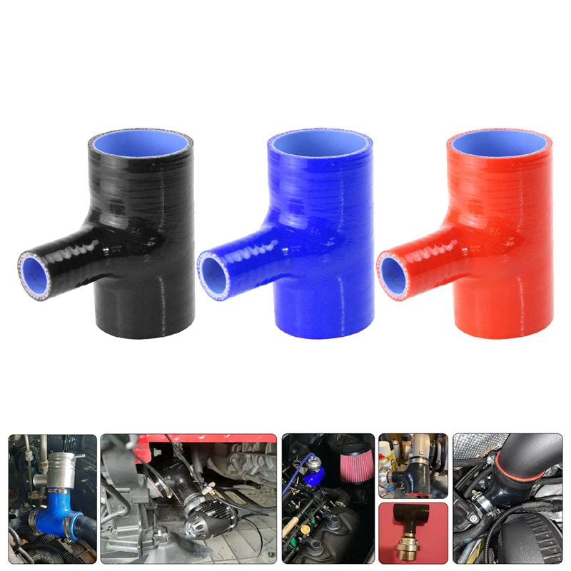 2.5inch/63mm T Piece Silicone Hose T Shape Tube for 25mm ID BOV Black/Blue/Red