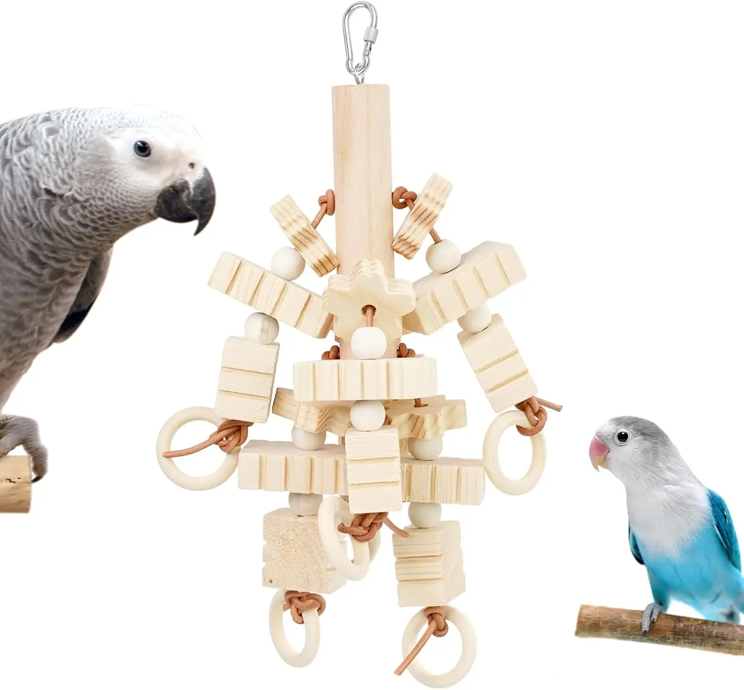 

Pet Bird Chewing Toy Natural Wooden Blocks for Bird Chewing Parrot Training Bird Toy for Cockatiels African Gray Parrots Macaws