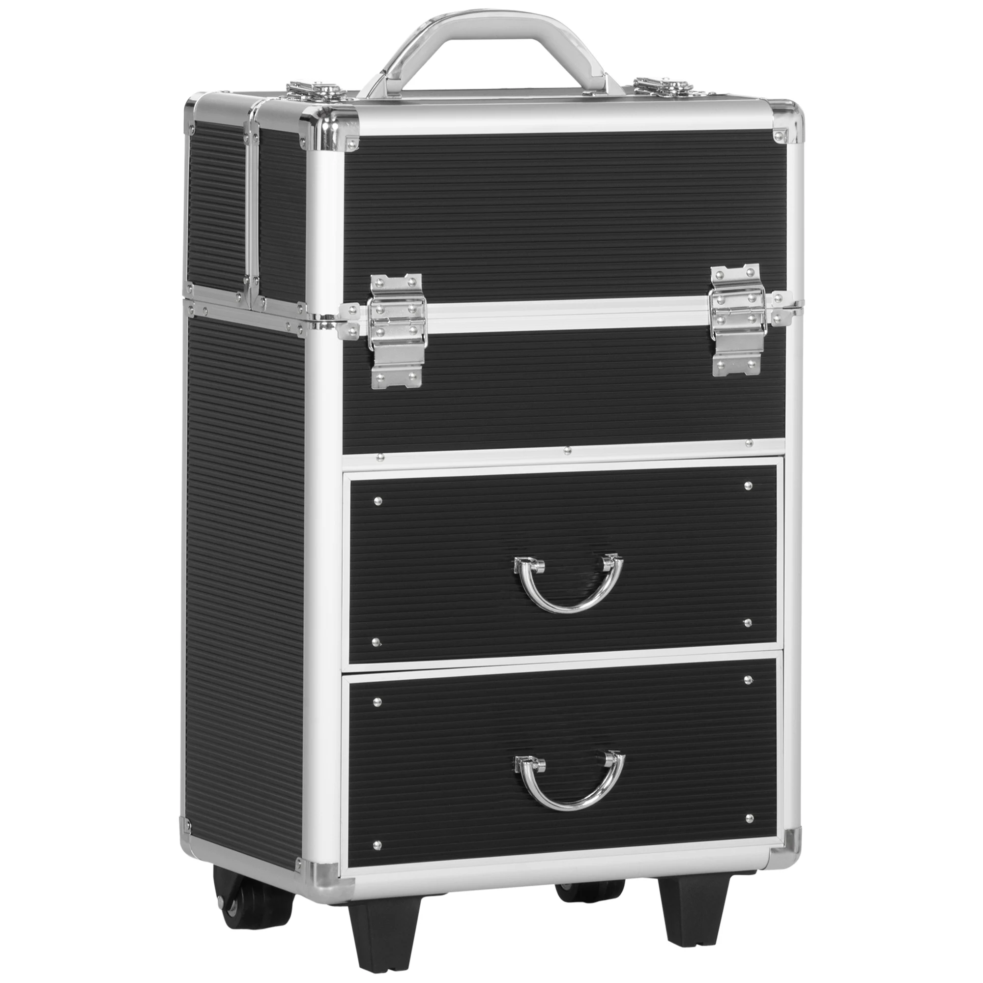 HOMCOM professional makeup suitcase with 6 drawers extendable 36x23x58 cm