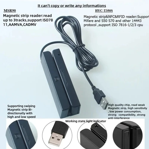 Imagen 2 del producto MSR90 Lector NFC USB sin contacto Plug And Play Lector RFID multifunción Protocolo ISO7816-1/2/3 S50 S70 14443