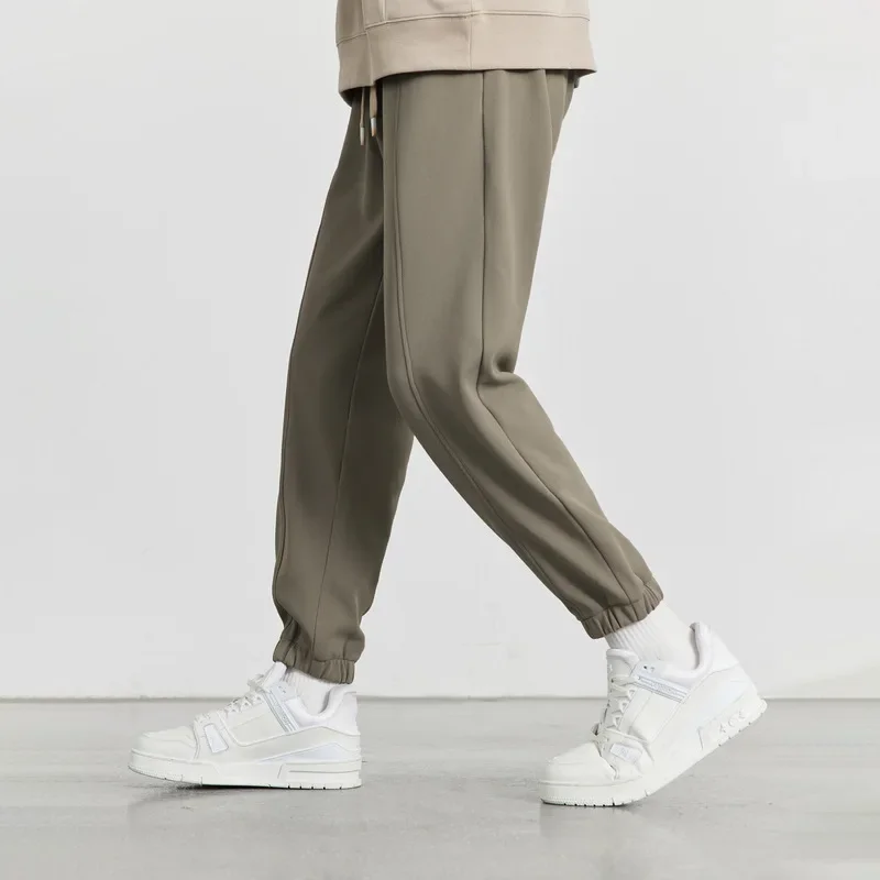 

Мужские толстые теплые повседневные свободные длинные брюки, спортивные штаны, брюки на шнуровке с эластичной резинкой на талии и карманами, прямые брюки, осень-зима, новинка