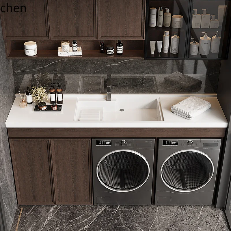 

HTT washing machine integrated cabinet balcony laundry pool basin combination with rubbing machine significant other cabinet