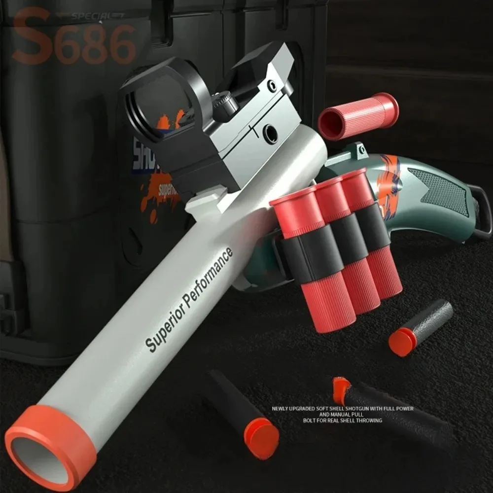 S686 Spray Shell Soft Bullet Gun Can Be Fired Toy Gun Manually Loaded Outdoor Sport CS Game Weapon for Children Boys Gift