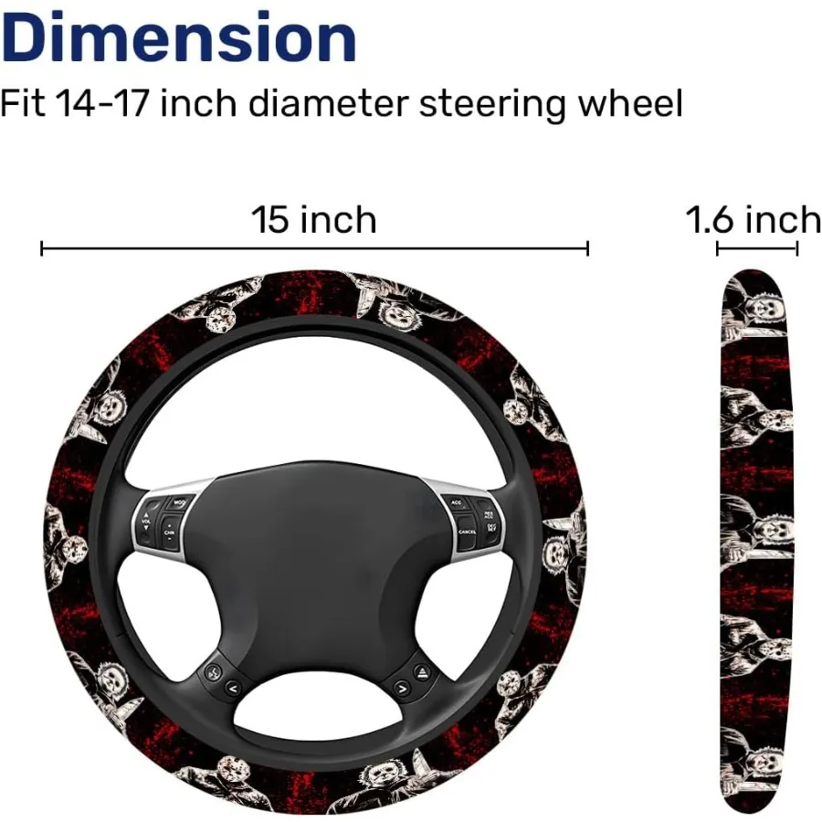 Horror Movie Characters Steering Wheel Cover NonSlip Neoprene Car Steering Wheel Cover Breathable Steering Wheel Covers SweatAb
