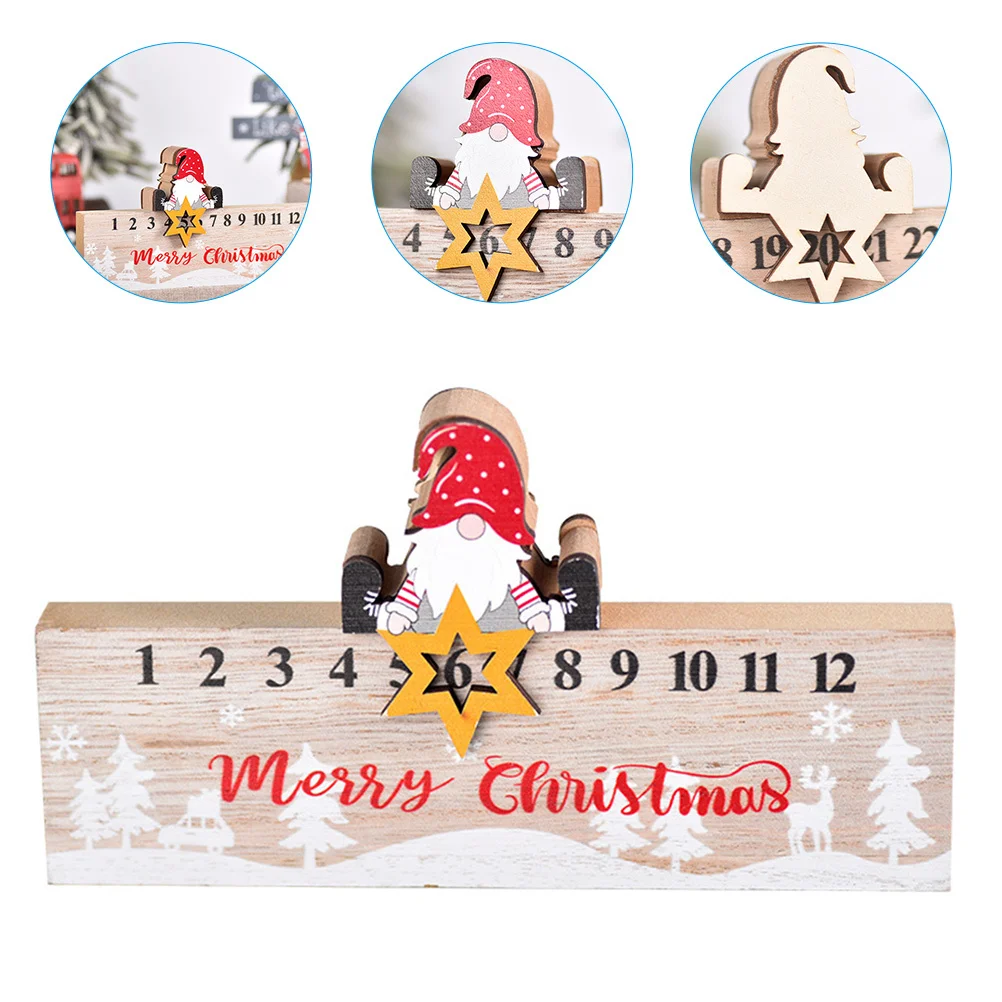

Wooden Christmas Advent Calendar Desktop Xmas Countdown Calendar Block Creative Christmas Table Decoration Holiday Decor