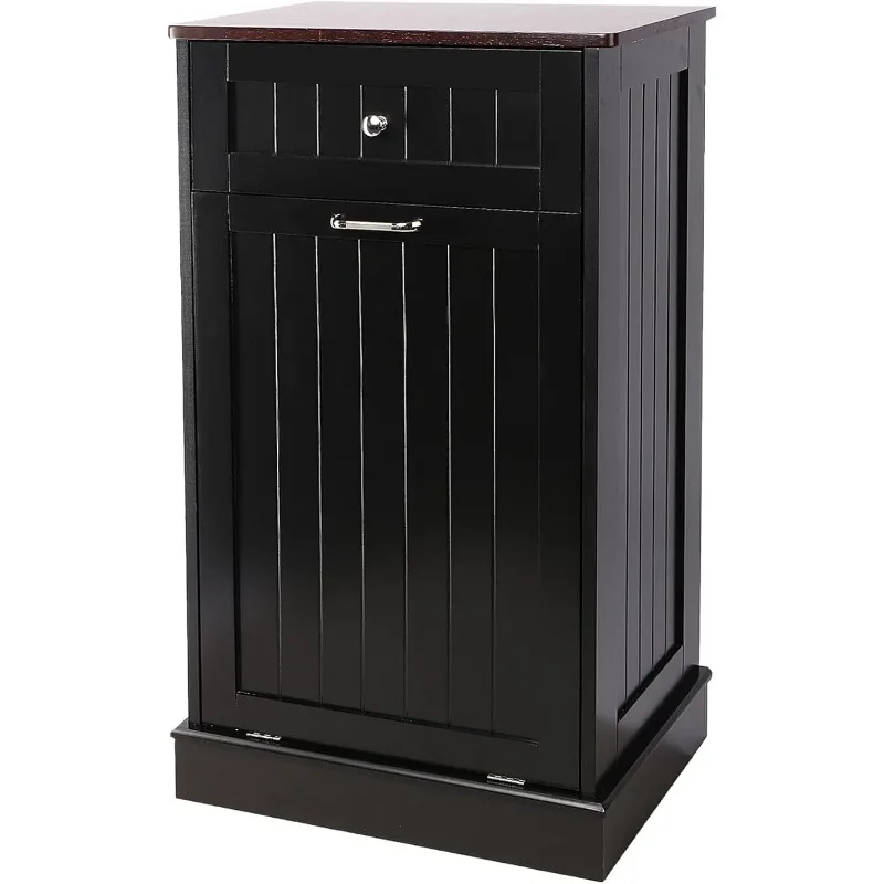 

Tilt Out Trash Cabinet 10 Gallon Wooden Free Standing Laundry Sorter Cabinet,Recycling Cabinet with Hideaway Drawer,
