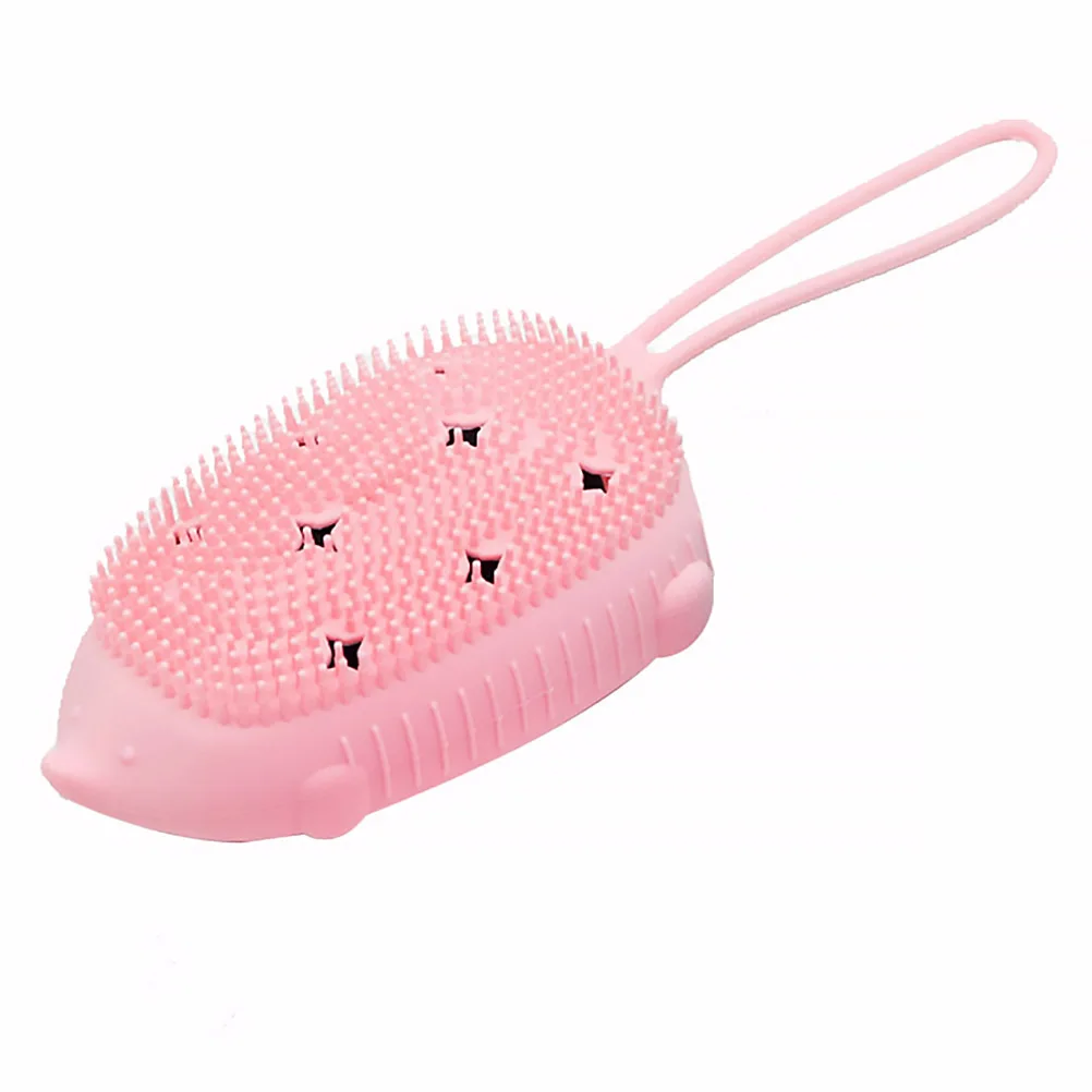

Silicone Bathing Brush Portable Double-Sided Skin Massager Shower Brush Hanging Ring Soft Stretchy Cleaning Scrubber for Body