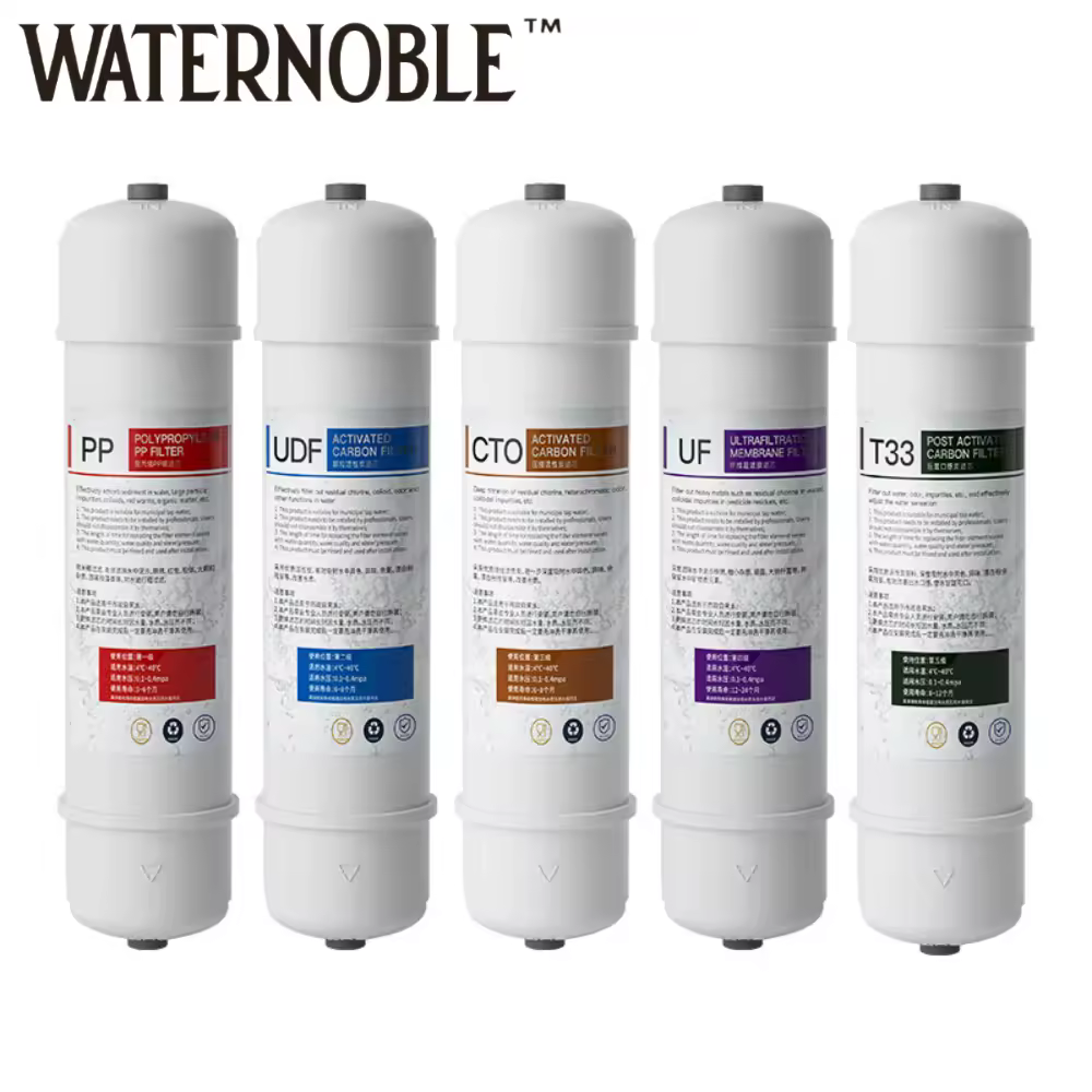 10" Inline Water Filter Cartridge Quick Connect PP Cotton Activated Carbon for RO System Refrigerator Ice Maker Chlorine Removal