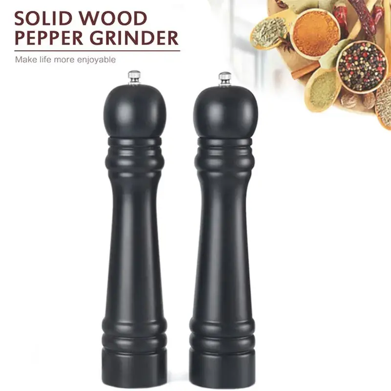 4/5/6/8/10/12inch Manual Wooden Pepper Grinder Adjustable  Seasoning Mill Salt And Pepper Grinder Home Multi-purpose Mill Tools