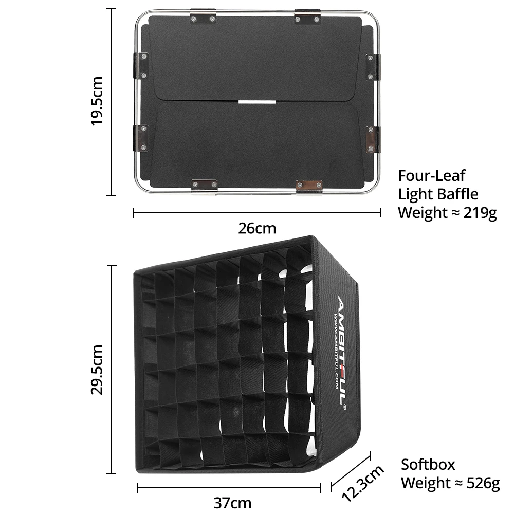 AMBITFUL P35R LED Video Panel Light Diffuser Honeycomb Grid Softbox Barn Door (Softbox /Barn Door Only)