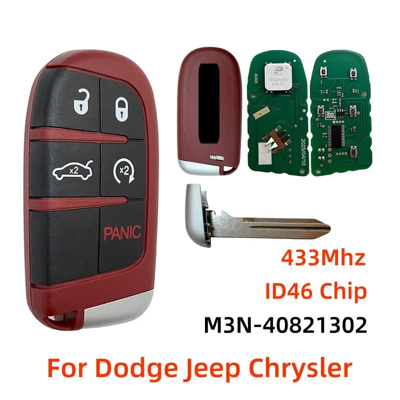 M3N-40821302 5Buttons 433MHz ID46 Chip Smart Key Fob For Dodge Challenger Charger Jeep Grand Cherokee SRT Chrysler 300 2011-2019
