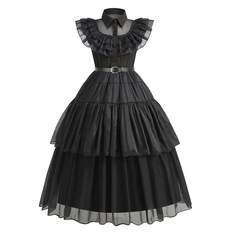New 2026 Long White Sweet Dress Princess Girls Vintage Layers Kids Vestido 2 3 4 5 6 8 10 12 Years Old Kids Clothes 2-12 Years