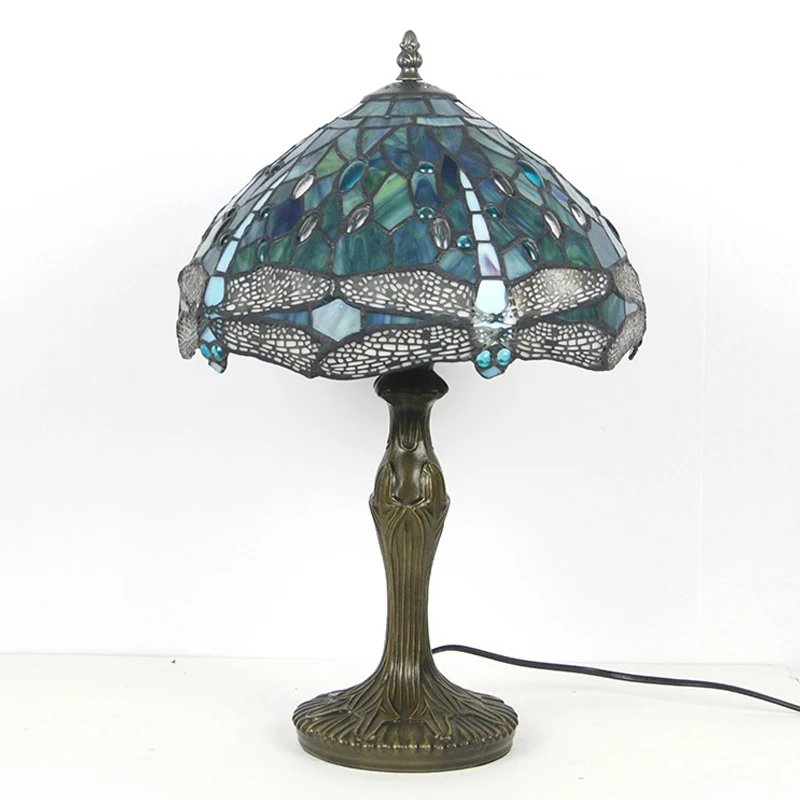 Mediterranean Turkish Table Lamp Tiffany Stained Glass Vintage Dragonflys Desk Lamp Bedroom Study Restaurant Home Decor Lighting