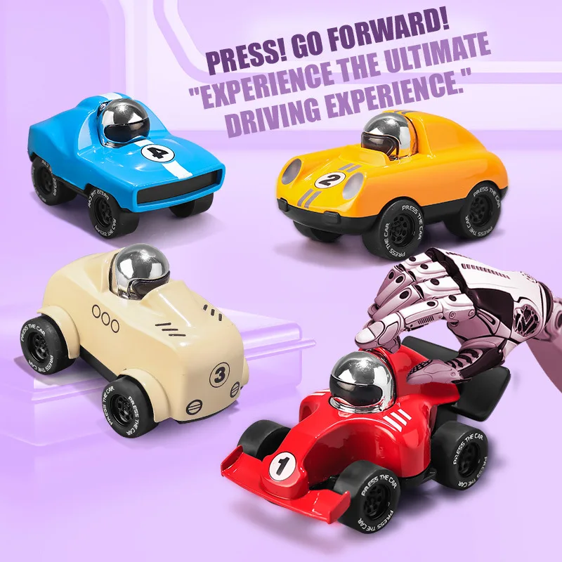 4pcs/8pcs Mini Cartoon Alloy Car Press Sliding Children'S Car Toy Car Model Gift Set Alloy Car Birthday Gift