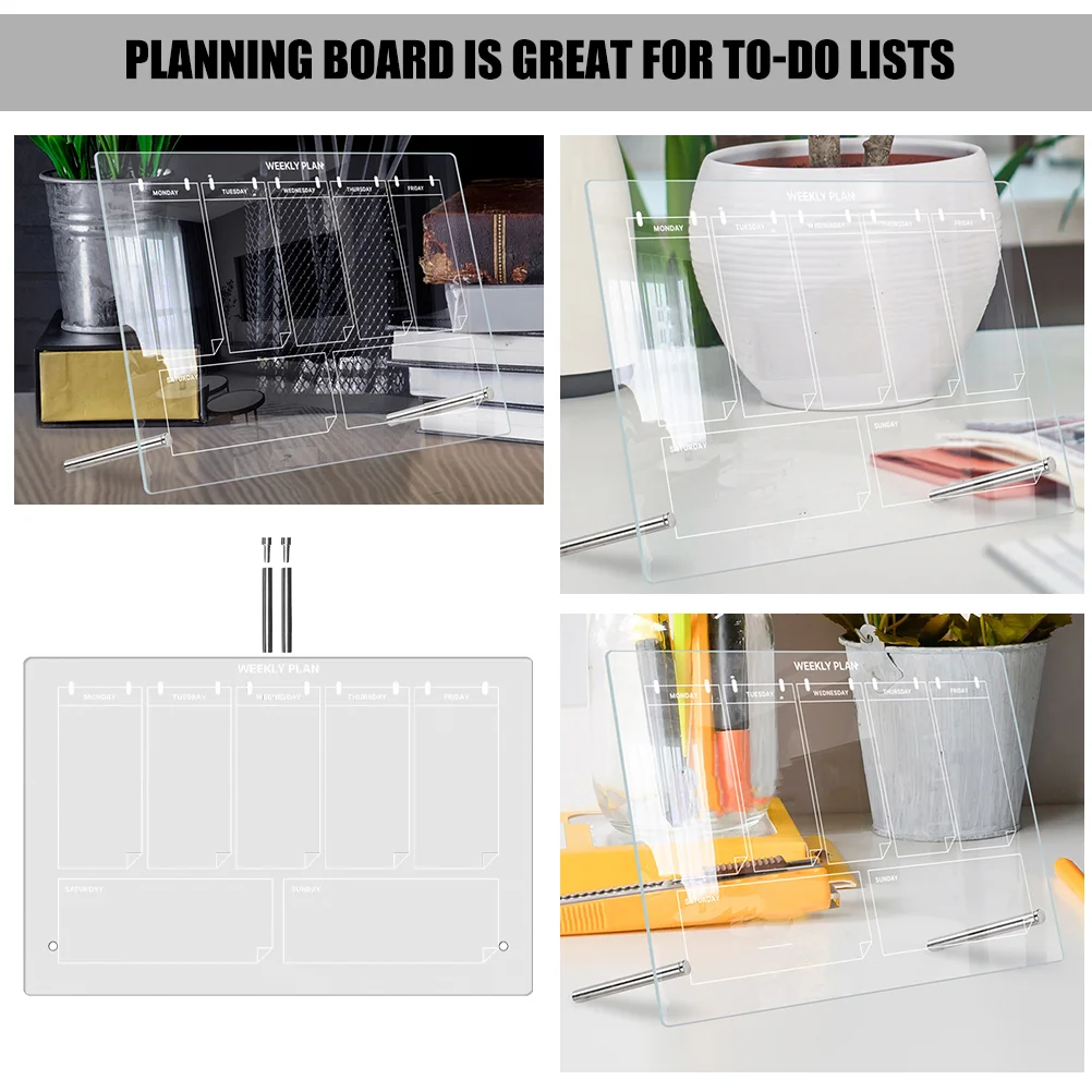 Transparent Writing Board Magnetic Whiteboard Desk Dry Erase Calendar Desktop Tabletop Acrylic Office