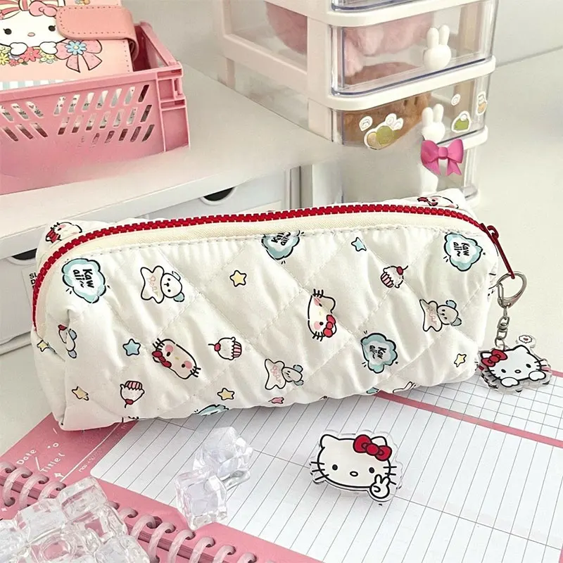 Kawaii Sanrio Hello Kitty Pencil Pouch astuccio per penne di grande capacità Kt Cat Cosmetic Bag ragazze studente forniture regali di cancelleria