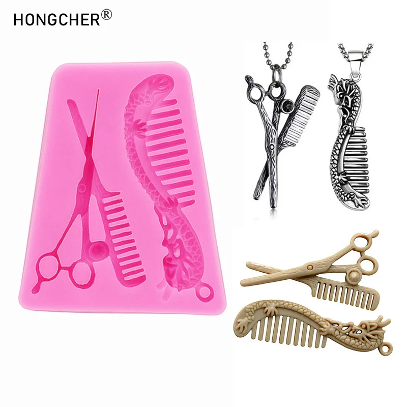 Mini Simulation Schere Kamm Schlüsselbund Tasche Anhänger Silikon Form Epoxidharz Halskette Anhänger Gips Aromatherapie Ornament