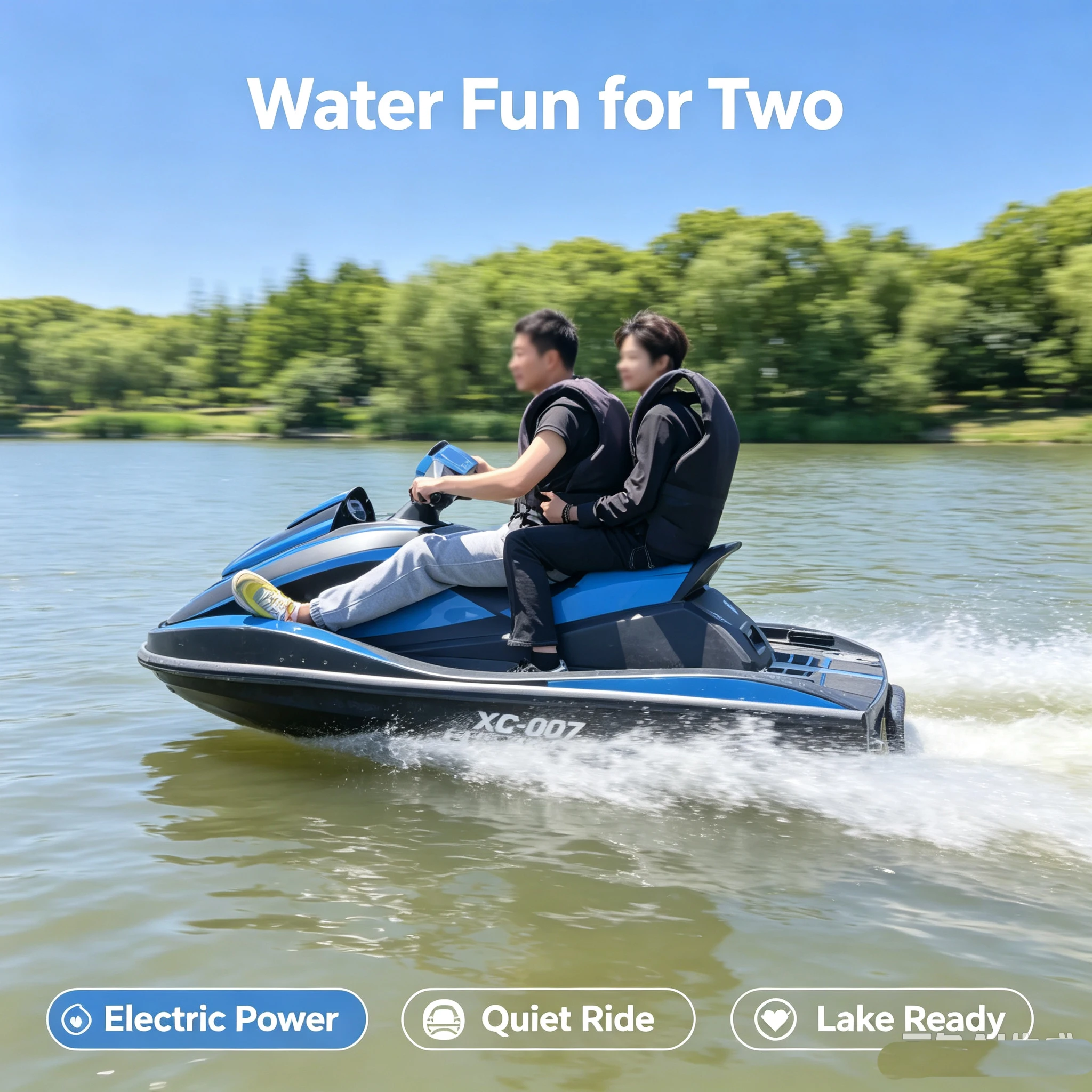 Outdoor Water Amusement Electric Jet Kart Boat Anti Collision Hull Design Complex Open Water Conditions