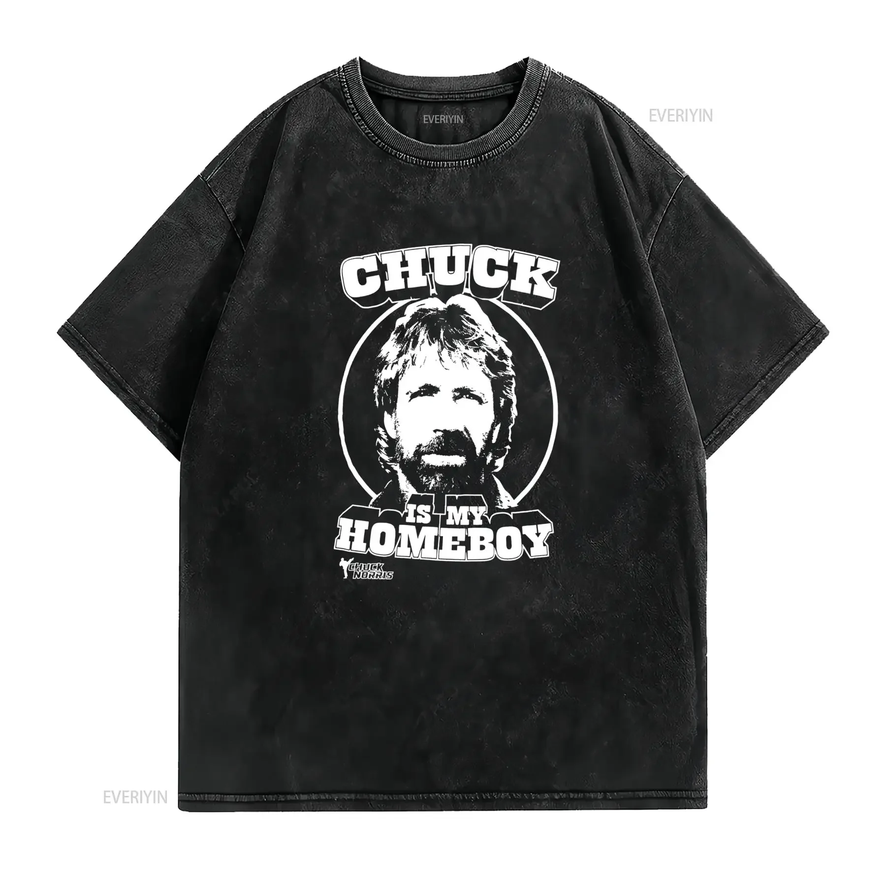 Vintage Streetwear Chuck Homeboy Portrait Black White Line Art Print Casual T Shirt vintage Washed homme Comfortable Soft