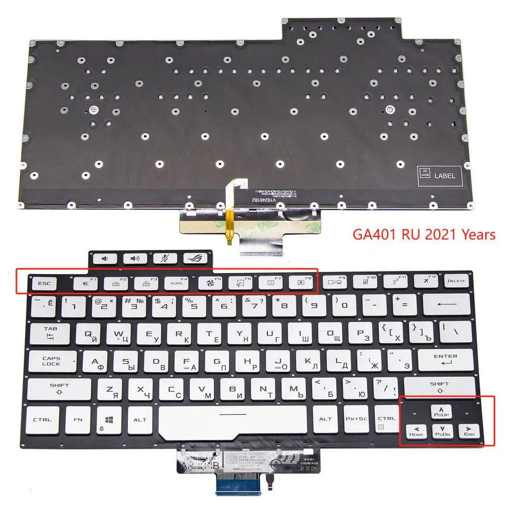 

New RU Russian Keyboard For Asus ROG Zephyrus G14 GA401 GA401U GA401M GA401I GA401IU GA401IH 2021 Years With Backlit Silver