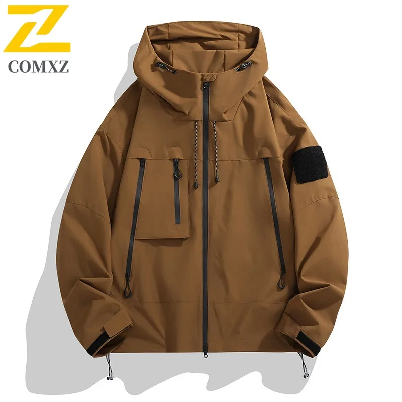 

COMXZ Мужская альпинистская куртка премиум-класса с капюшоном, уличное легкое пальто, повседневное повседневное модное ветрозащитное осеннее пальто