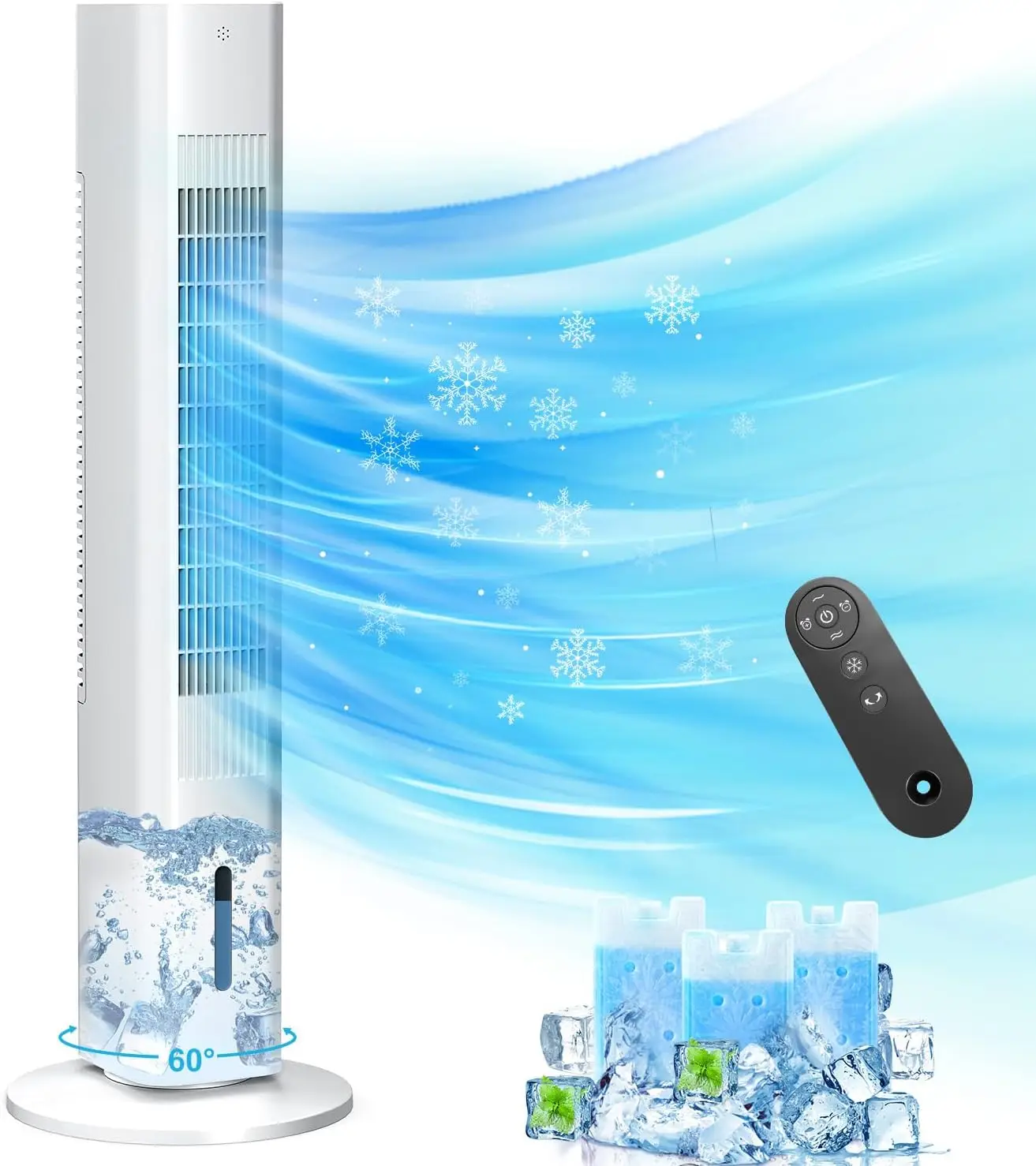 Portable Air Conditioner Ac Units with Remote, Evaporative humidifier Air Tower Cooling Fan, Small Indoor Outdoor Oscillating Sw