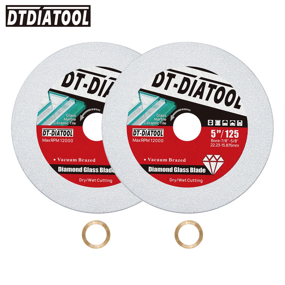 DT-DIATOOL Glasschneidscheibe, 125 mm, 1/2 Stück, ultradünnes Lamellen-Scheibenrad zum Schneiden von Glas, Jade, Weinflasche, Fliesen, Keramik, Marmor