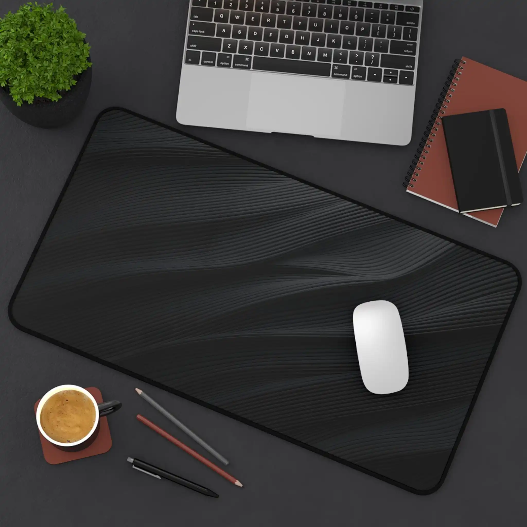 

Minimalist Black Wave Pattern Modern Abstract Gaming Mousepad Extended Textured Mouse Pad Aesthetic Desk Mat Discreet Decoration