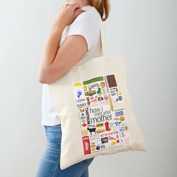 How i Met Your Mother Collage Poster Iconographic - Infographic (White) Tote Bag Shopper Big bag women tote bag men's
