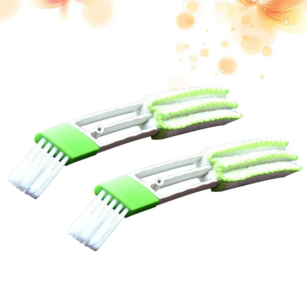 2Pcs Air Vent Brush Car Air Conditioner Cleaner Double Ended Mini Duster Removable Cloth Brush for Keyboard Blinds Dust