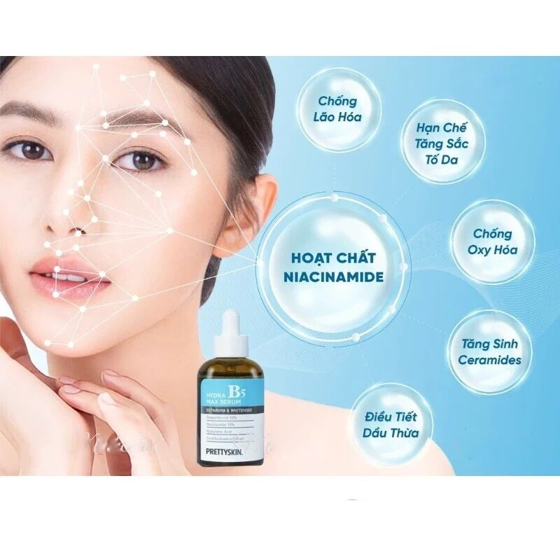 Tinh Chất Phục Hồi Da Prettyskin Hydra Max Serum B5 50ml Hàn Quốc, giúp dưỡng trắng, làm dịu, chống lão hóa da Whiten Anti aging