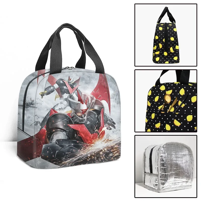 Fashion Youthful Anime Mazinger Z 3D Print Insulated Portable Handbags Ice Bags Lunchbox Thermal insulation Food Lunch Bag