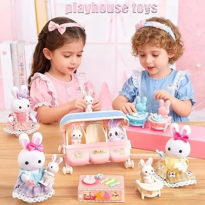 Cute little rabbit themed pretend play stroller toy for babies and children, perfect as a birthday or Easter gift.