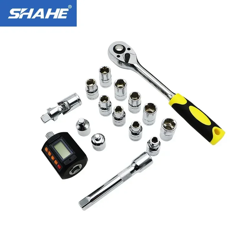 

SHAHE Multifunctional Wrench Socket Set Digital Torque Meter 1/2'' Ratchet Drive Socket Set Wrench Tool Kit Bicycle Repair Tools