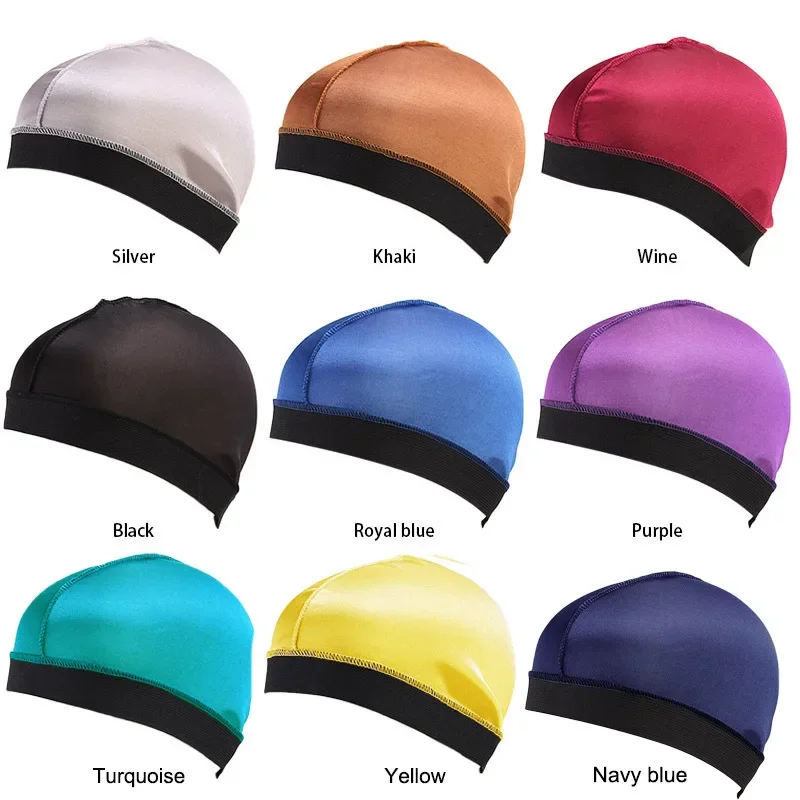 4PCS New Solid Color Wave Cap Men Soft Elastic Breathable Beanie Turban Hat Unisex Night Sleep Headcover Cancer Hair Loss Chemo