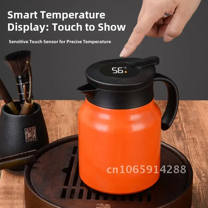 

Intelligent Temperature Display Stainless Steel Tea Pot Large Capacity Insulated Coffee Pot for Office Modern Minimalist Design